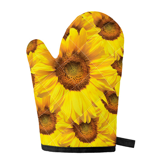 Yellow Sunflower Print Single Oven Mitt