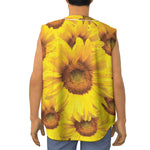 Yellow Sunflower Print Sleeveless Baseball Jersey