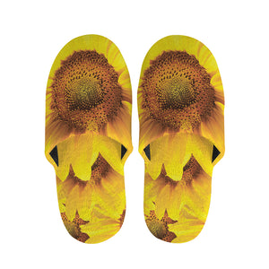 Yellow Sunflower Print Slippers