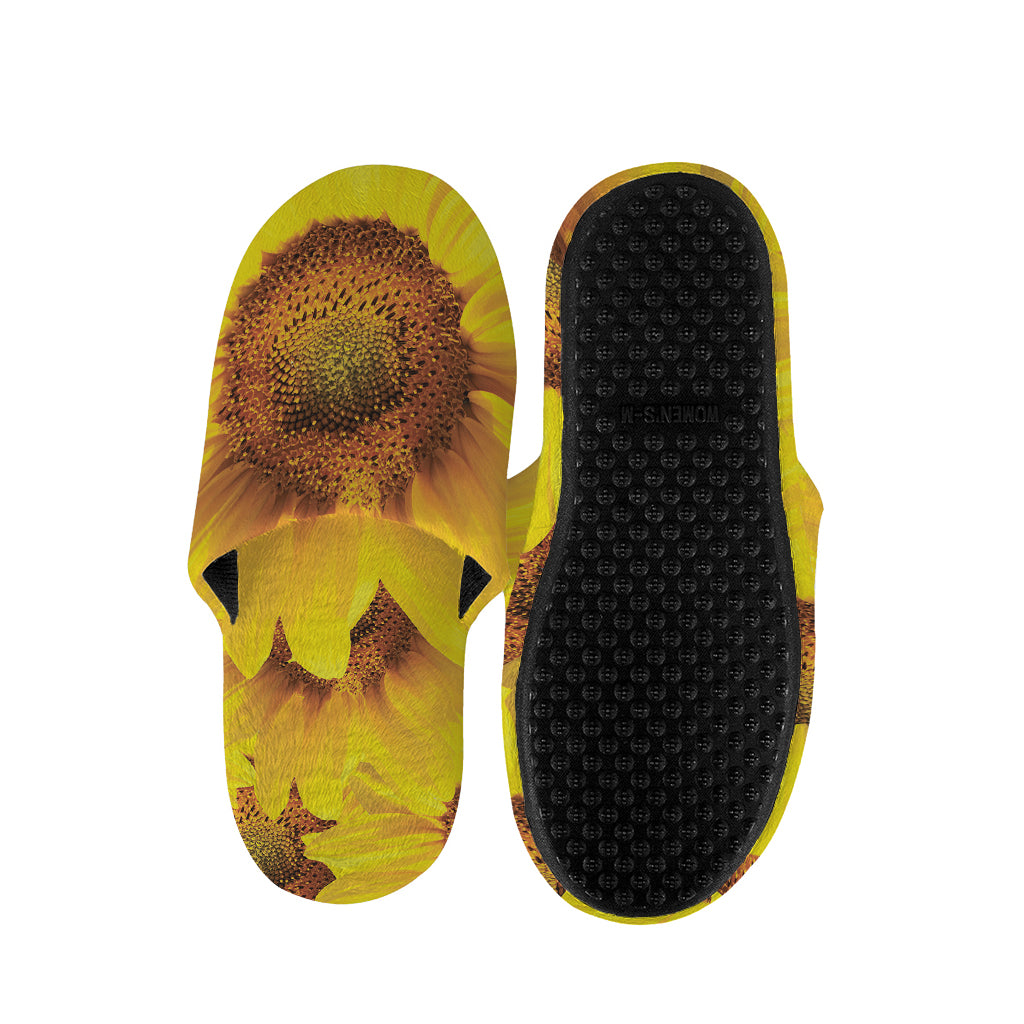 Yellow Sunflower Print Slippers