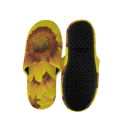 Yellow Sunflower Print Slippers
