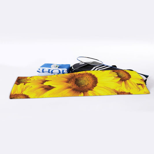 Yellow Sunflower Print Sports Towel