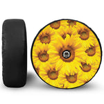 Yellow Sunflower Print Tire Cover With Camera Hole