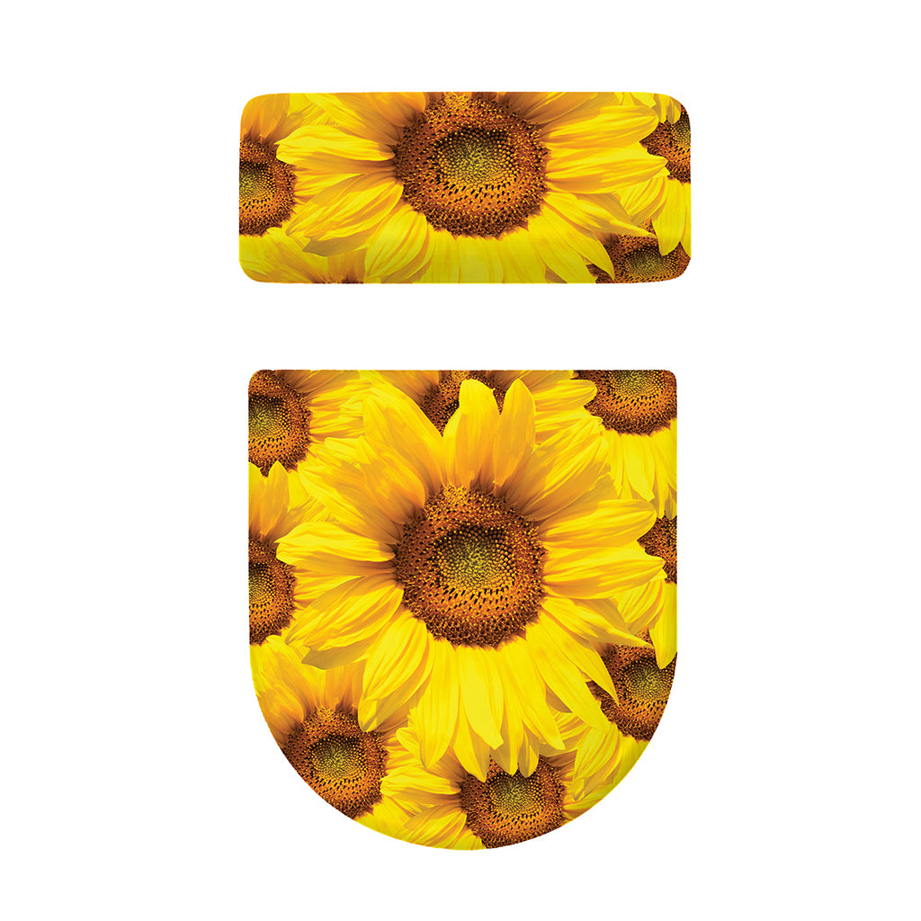 Yellow Sunflower Print Toilet Lid And Tank Cover Set