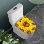 Yellow Sunflower Print Toilet Lid Cover