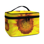 Yellow Sunflower Print Travel Makeup Bag