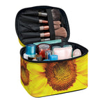 Yellow Sunflower Print Travel Makeup Bag