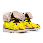Yellow Sunflower Print Winter Boots