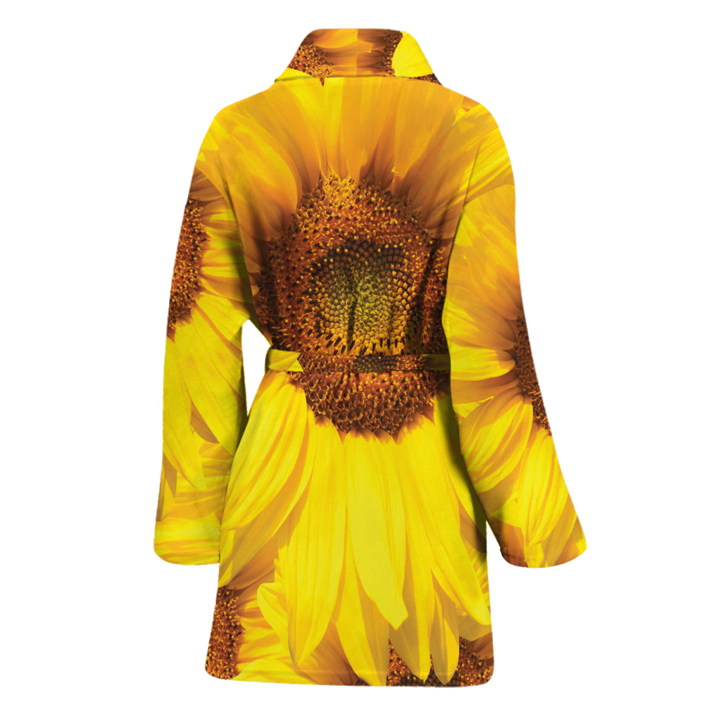 Yellow Sunflower Print Women's Bathrobe