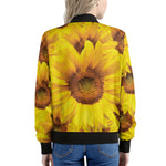 Yellow Sunflower Print Women's Bomber Jacket