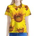 Yellow Sunflower Print Women's Polo Shirt