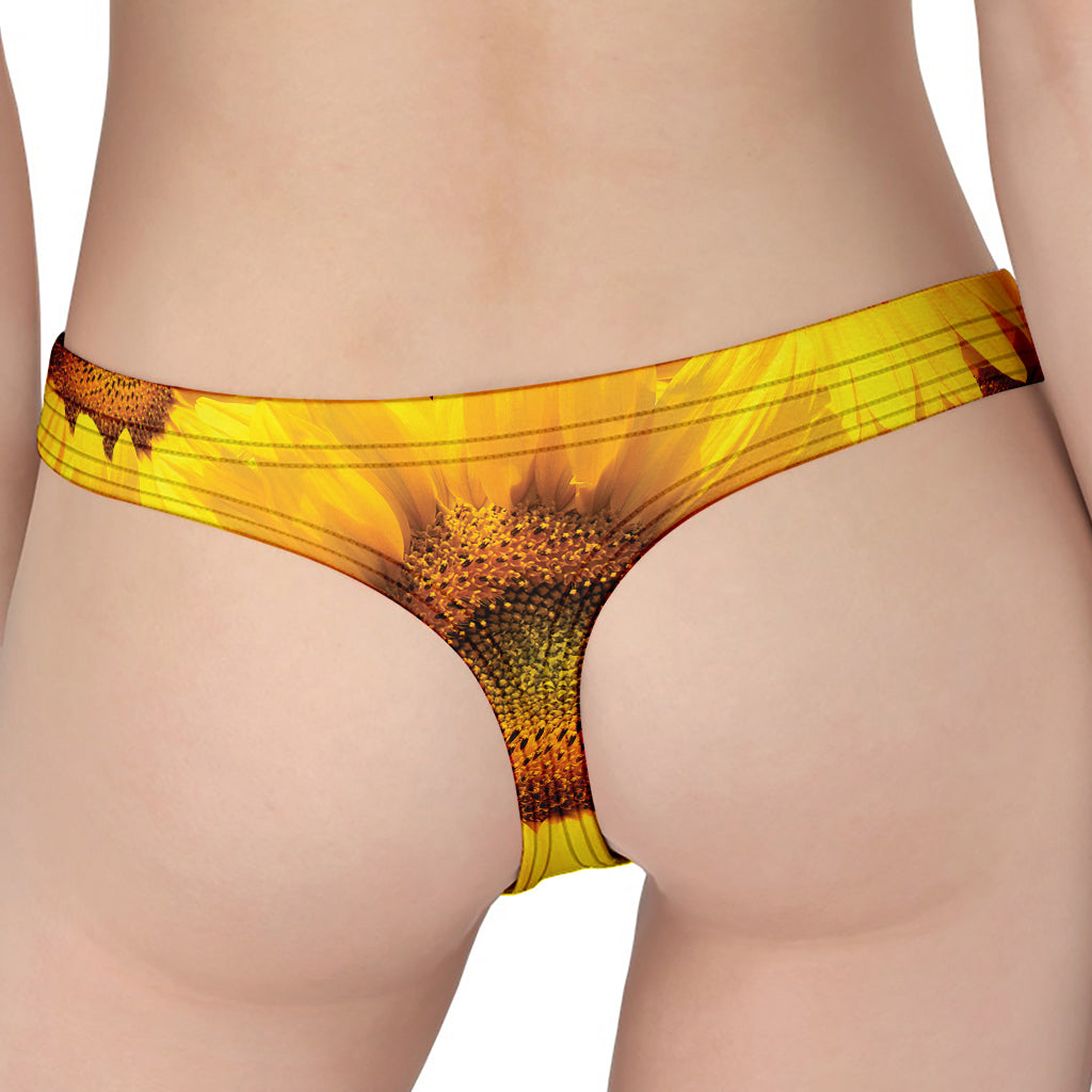 Yellow Sunflower Print Women's Thong