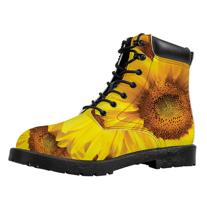 Yellow Sunflower Print Work Boots