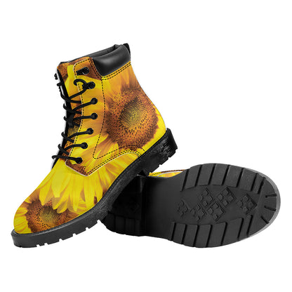Yellow Sunflower Print Work Boots