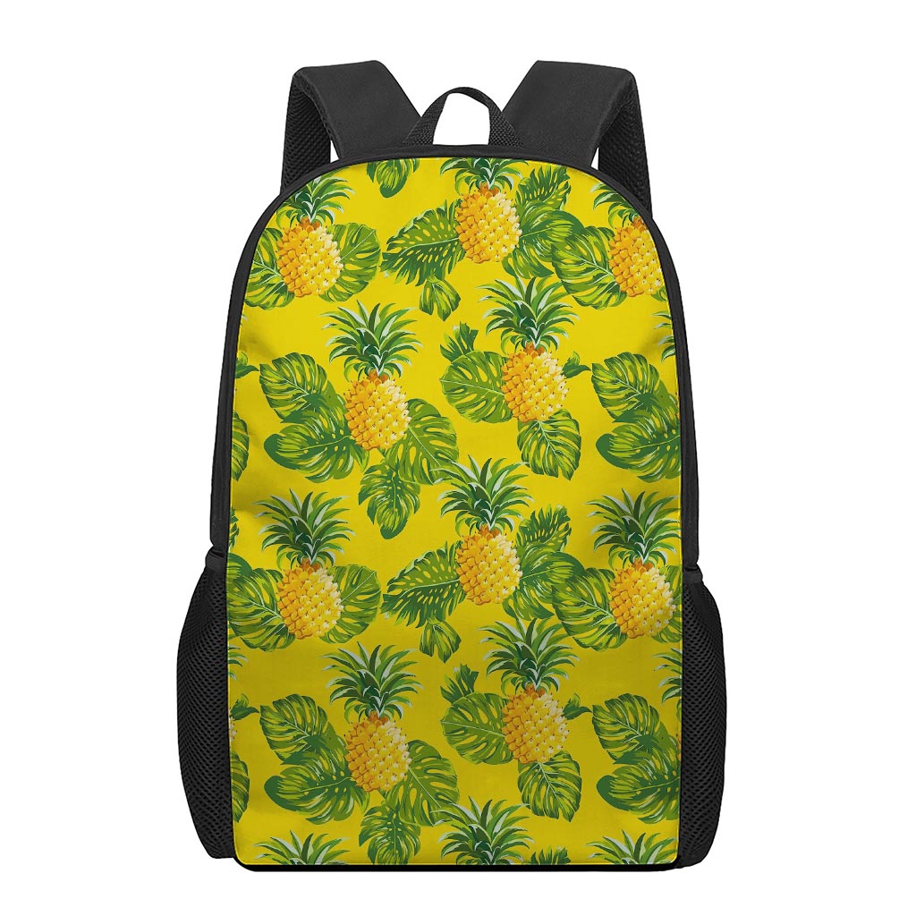 Yellow Tropical Pineapple Pattern Print 17 Inch Backpack