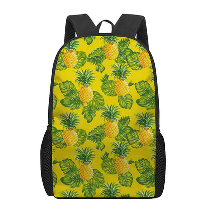 Yellow Tropical Pineapple Pattern Print 17 Inch Backpack