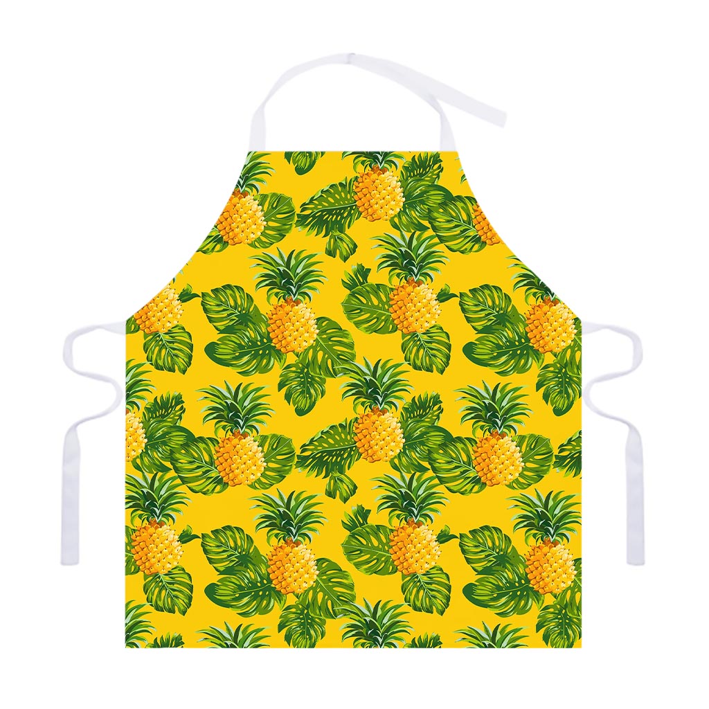 Yellow Tropical Pineapple Pattern Print Adjustable Apron