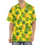 Yellow Tropical Pineapple Pattern Print Aloha Shirt