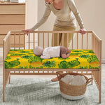 Yellow Tropical Pineapple Pattern Print Baby Crib Sheet