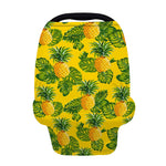 Yellow Tropical Pineapple Pattern Print Baby Seat Cover