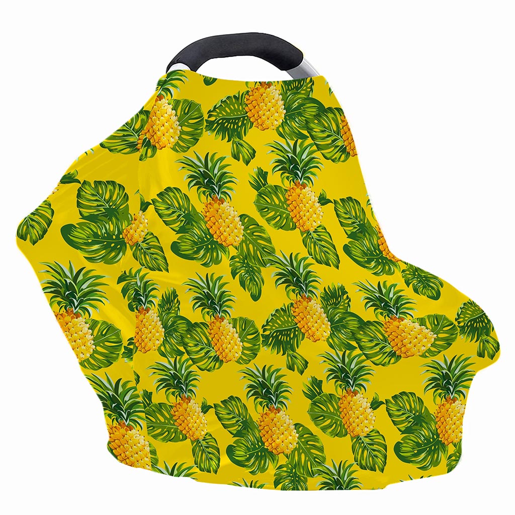 Yellow Tropical Pineapple Pattern Print Baby Seat Cover