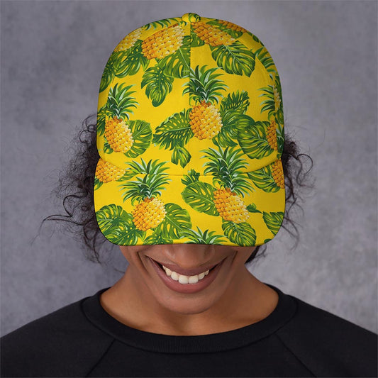 Yellow Tropical Pineapple Pattern Print Baseball Cap