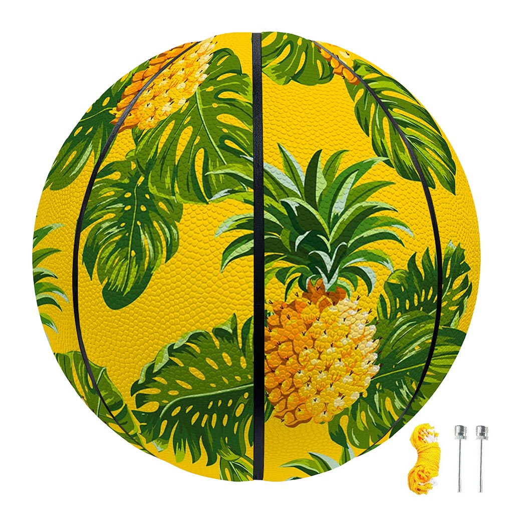 Yellow Tropical Pineapple Pattern Print Basketball