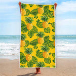 Yellow Tropical Pineapple Pattern Print Beach Towel