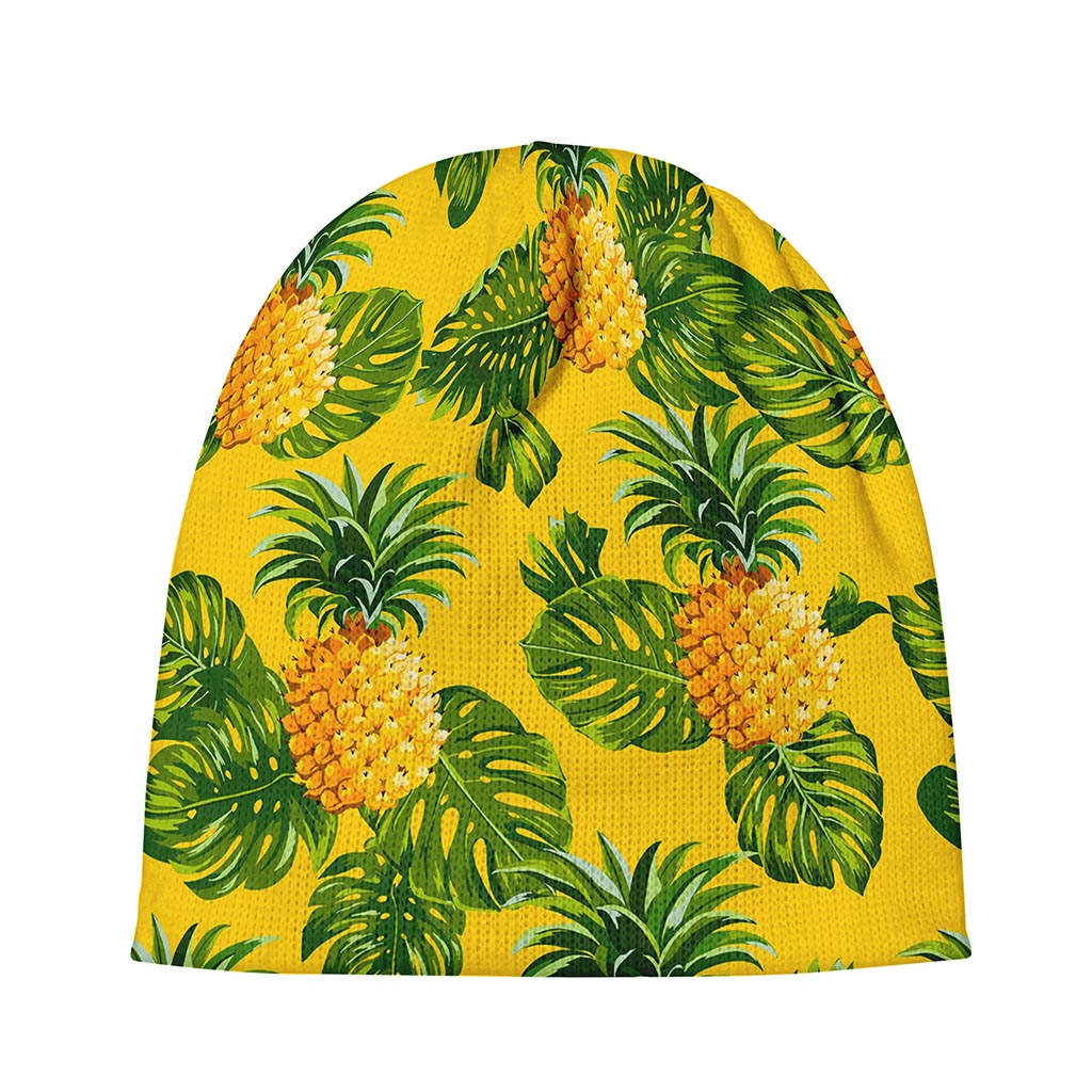 Yellow Tropical Pineapple Pattern Print Beanie