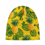 Yellow Tropical Pineapple Pattern Print Beanie