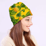 Yellow Tropical Pineapple Pattern Print Beanie