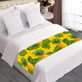 Yellow Tropical Pineapple Pattern Print Bed Runner