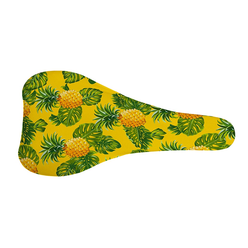 Yellow Tropical Pineapple Pattern Print Bicycle Seat Cover