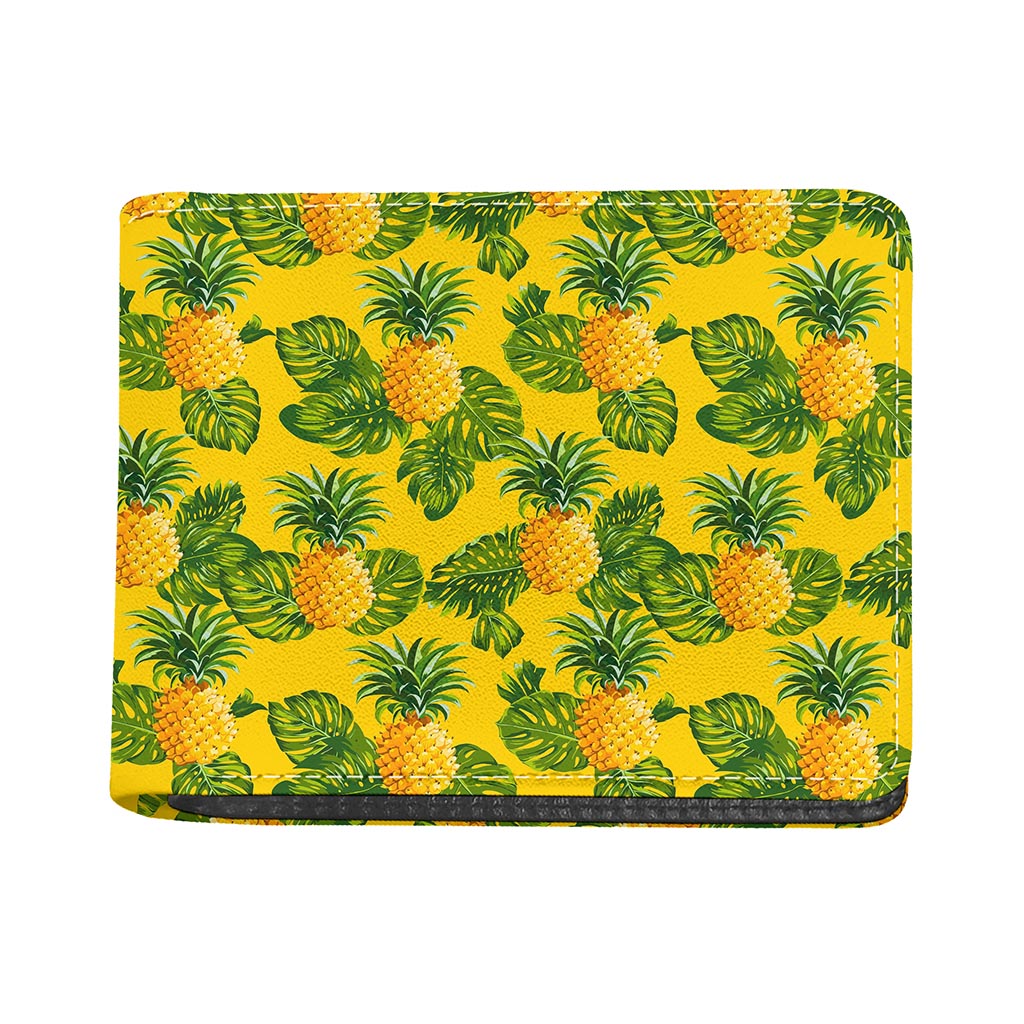 Yellow Tropical Pineapple Pattern Print Bifold Wallet
