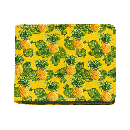 Yellow Tropical Pineapple Pattern Print Bifold Wallet