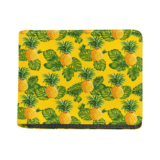 Yellow Tropical Pineapple Pattern Print Bifold Wallet