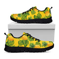 Yellow Tropical Pineapple Pattern Print Black Running Shoes