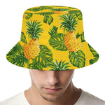 Yellow Tropical Pineapple Pattern Print Bucket Hat