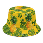 Yellow Tropical Pineapple Pattern Print Bucket Hat
