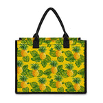 Yellow Tropical Pineapple Pattern Print Canvas Tote Bag