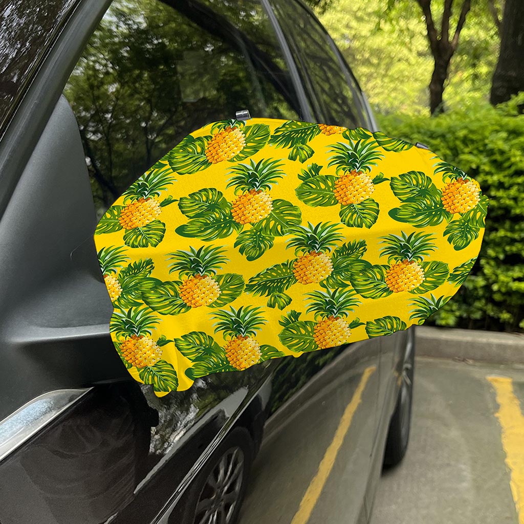 Yellow Tropical Pineapple Pattern Print Car Side Mirror Covers