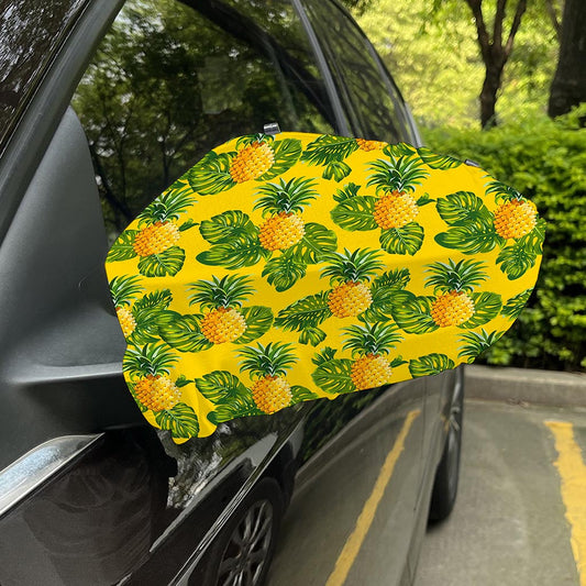 Yellow Tropical Pineapple Pattern Print Car Side Mirror Covers