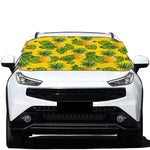 Yellow Tropical Pineapple Pattern Print Car Windshield Snow Cover