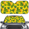Yellow Tropical Pineapple Pattern Print Car Windshield Sun Shade