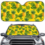 Yellow Tropical Pineapple Pattern Print Car Windshield Sun Shade