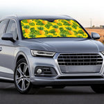 Yellow Tropical Pineapple Pattern Print Car Windshield Sun Shade
