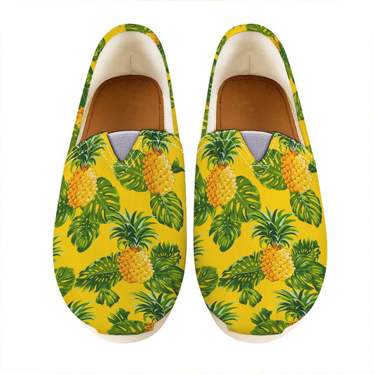 Yellow Tropical Pineapple Pattern Print Casual Shoes