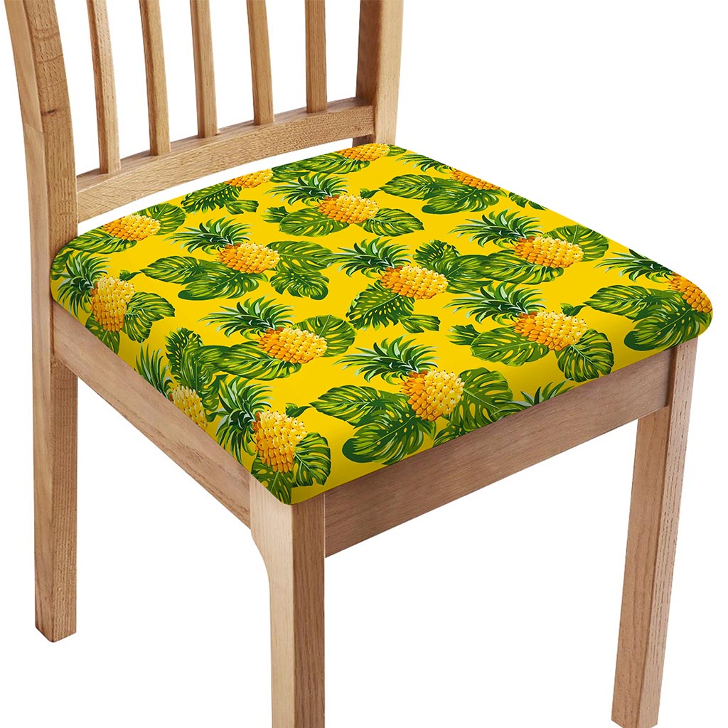 Yellow Tropical Pineapple Pattern Print Chair Cushion Cover