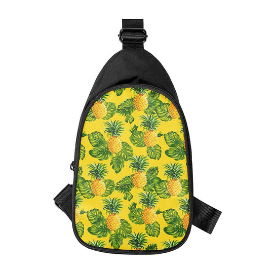Yellow Tropical Pineapple Pattern Print Chest Bag
