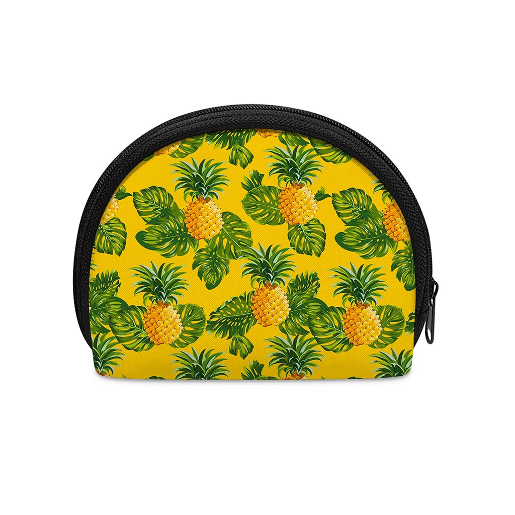 Yellow Tropical Pineapple Pattern Print Coin Purse